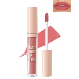 Matte Liquid Lipstick, Nude Red Velvet Lipstick Moisture Smooth Lip Stain Tint, 24H Stay Matte Lipstick, Non-Stick Cup Not Fade Long Wear Waterproof Lip Gloss Lipstick Gift for Women Girls-03#