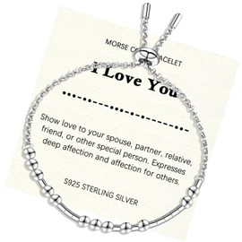 Helonley Morse Code Bracelet for Women - 925 Sterling Silver Inspirational Bracelets Adjustable Morse Code Bracelets Charm Jewelry Birthday Gifts Christmas Gifts I Love You, Adjustable, Sterling