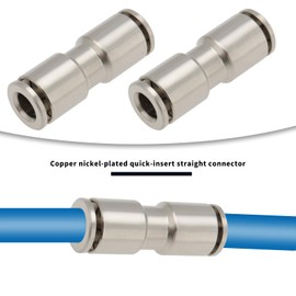 YINETTECH 4pcs Nickel Plated Brass Push Fit Connectors 6mm Straight Push in Connect Pneumatic Fitting Inner Diameter 6mm Length 33mm