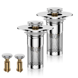 Bathroom Sink Drain Strainer,Pop-up Sink Drain Strainer for U.S. Standard Universal,Hair Catcher Sink Stopper with Removable Stainless Steel Filter Basket