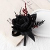 JHCYULUO Black Wrist Corsage and Boutonniere Set for Wedding Artificial