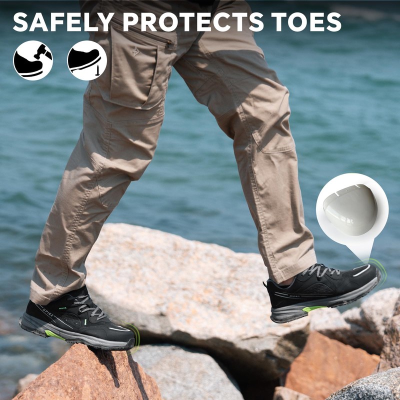 SPIEZ Men's Safety Work Shoes, Oil-Resistant, Non-Slip Composite Toe, Outdoor
