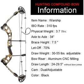 AMEYXGS Archery Compound Bows Kit Draw Weight 30-55 lbs Hunting Bow IBO 310fps Adults Archery with Hunting Accessories - Right Handed (Camo)