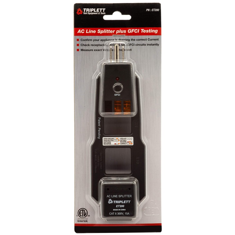 Triplett ET200 AC Line Splitter and GFCI Outlet/Receptacle Tester with