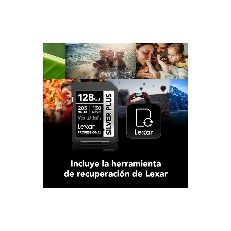 Memoria Sd 128gb Lexar Silver Plus Sdxc U3 V30 4k