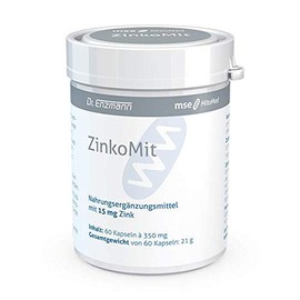 ZinkoMit - 60 Kapseln á 15 mg, hochdosiert, hohe Bioverfügbarkeit, vegan, gute Verträglichkeit, frei von Konservierungsstoffen, Jodarm, mse Pharmazeutika GmbH, Dr. Enzmann