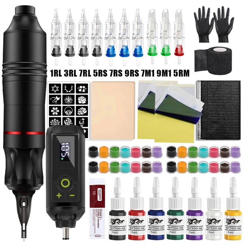 Wireless Rotary Tattoo Pen Kit for Body Art Practice –