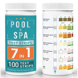 Test Strips - Hot Tub - Pool- 7 In 1-100 Strips - Chlorine - PH - Total Alkalinity -Total Chlorine - Bromine - Cyanuric Acid - Total Hardness, Water Chemical Testing for Hot tub and Spa.