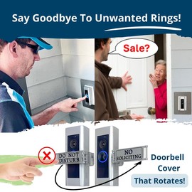Nap Guardian Doorbell Cover that Rotates from DO NOT DISTURB to NO SOLICITING - Horizontal & Vertical Mode, Universal Fitting, Easy to Install, No Tools/Mods Needed - Sign Blocks Any Video or Standard Button Ring