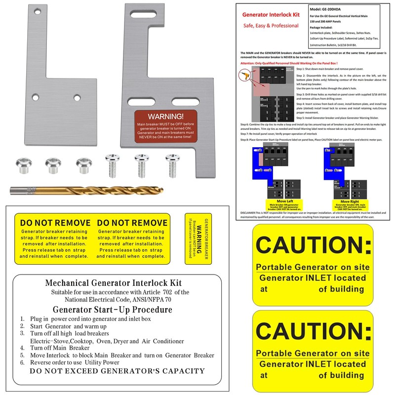 STPCTOU Generator Interlock Kit Compatible with GE General Electeric Vertical