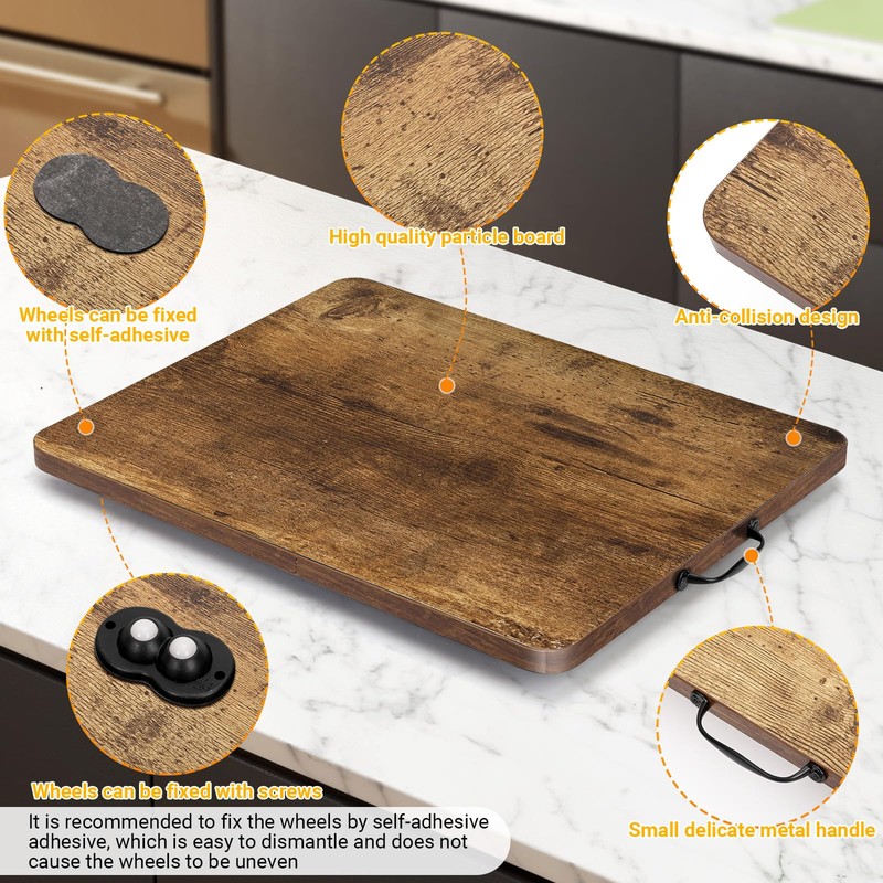 360° Rotatable Sliding Tray for Kitchen Appliances, Wooden Sliding Tray