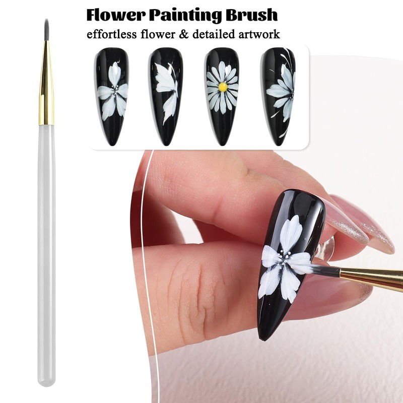Nail Art Brushes 5PCS Ombre French Tip Plaid Flower Painting
