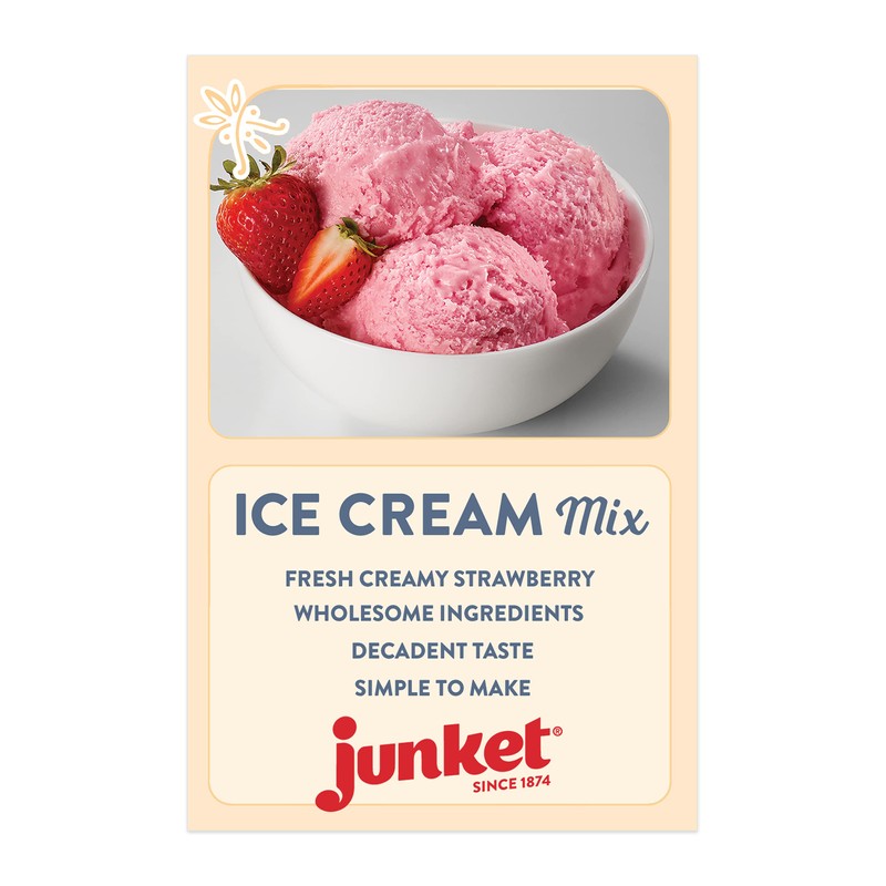 Junket Strawberry Ice Cream Mix: Makes 6 Quarts Old Fashioned