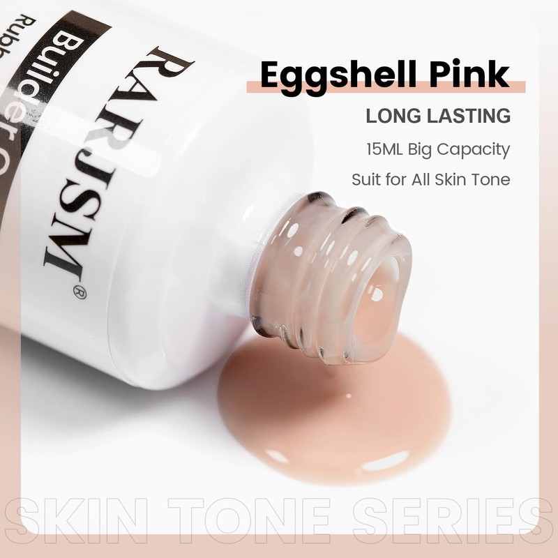 RARJSM Rubber Base Coat Gel Polish Nude Eggshell Pink Skin