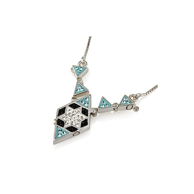 Star of David Transform Pendant with Mix Colours Gemstones 925