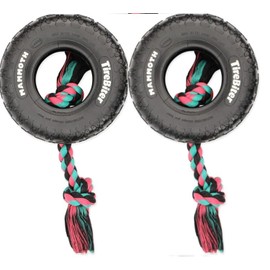Mammoth TireBiter Originals Parent (Rubber Dog Toy with Cotton-Poly Rope -2 Pack, Large 10'')