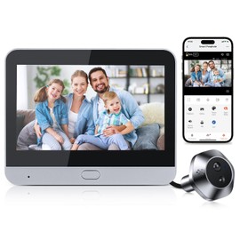 HAPYTHDA Video Doorbell Camera Door Viewer with 4.3" Color Monitor, 1080P HD Wireless Doorbell Camera WiFi Two-Way Talk,5000mAh Battery Powered, Night Vision,120°Wide View PIR Motion Detection Alerts