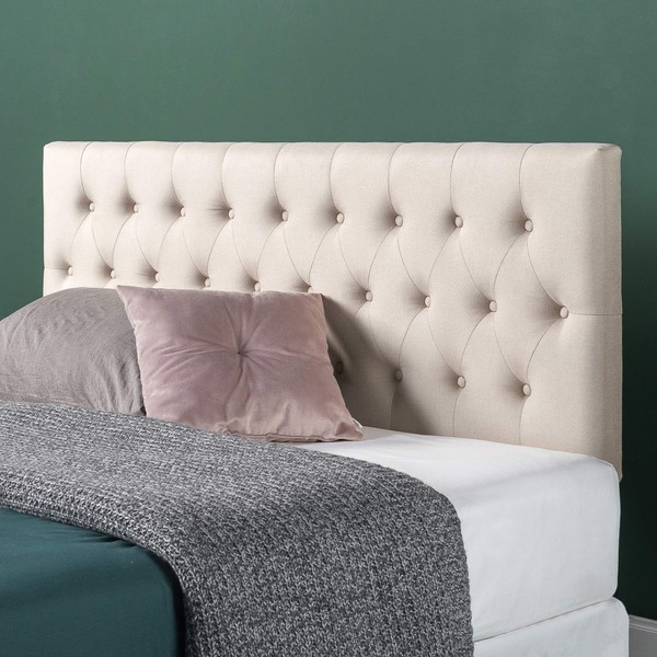 ZINUS Trina Upholstered Headboard, Button Tufted Upholstery, Adjustable Height, Easy Assembly, Taupe, Full