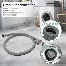 Universal 1.5 m Aquastop Hose for Dishwasher, Washing Machine, 3/4 Inch Hose Inlet Hose with Aquastop, Household Connection Safety Hose