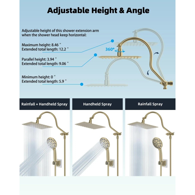 Hibbent All Metal Showerhead,10' - Square 10'' - Matte Black