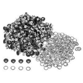 QUARKZMAN 300 Set Eyelet Set Metal Eyelets 3mm 1/8" Hole Tiny Grommets with Washers for Shoes Clothes Belt Pendant Bag Fabric Leather DIY Project Black