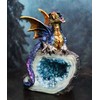 Ebros Gift Fantasy Iridescent Meteorite Hatchling Dragon Guarding Faux Geode