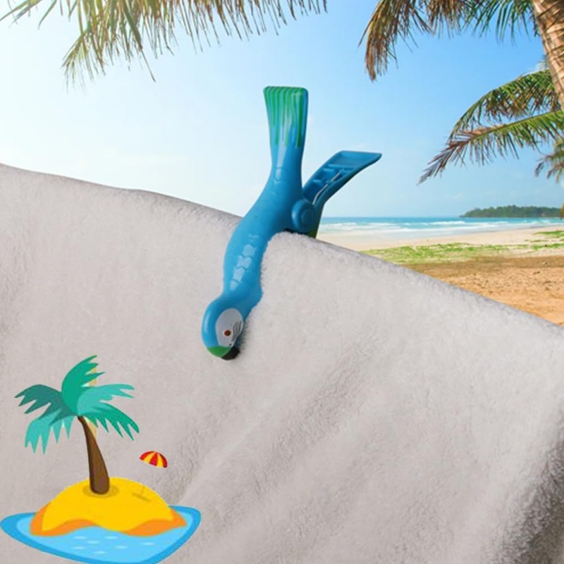 Beach Towel Clips, Granmagazz 4 Pcs Parrot Towel Clips for