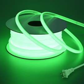 BENLUN AC 110V COB LED Strip Lights Outdoor Waterproof 65.6ft, Green Super Bright 200W LED Rope Light, IP65 Flexible Cuttable, for Bedroom Garden Commercial House Gaming Room Decor