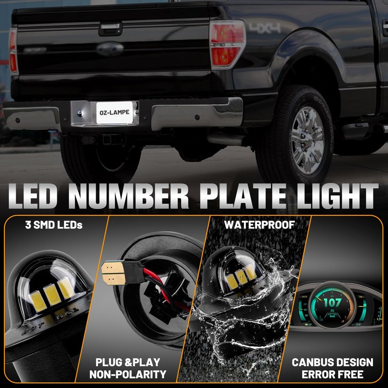 OZ-LAMPE 2 x Ford F150 2001-2014 License Plate Light with