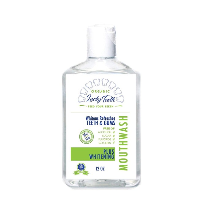Lucky Teeth Organic Food Grade Peroxide MouthWash - Plus WHITENING - Whitens, Refreshes. Food Grade Peroxide + Essential Oils.