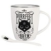 Alchemy Gothic Cup and Spoon Set Purrfect Brew White/Black