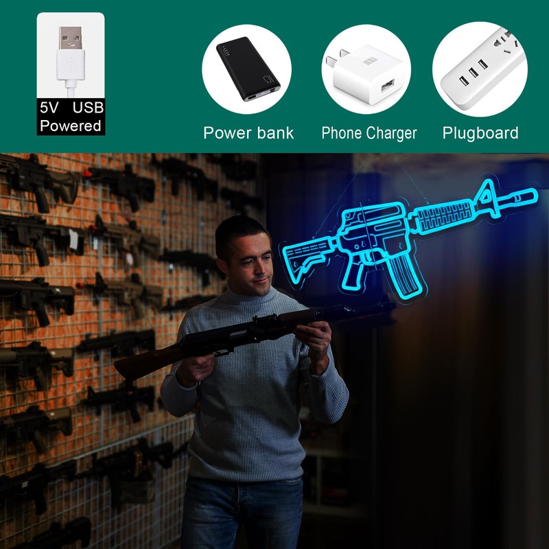 Gun Neon Sign M4 Neon Sign for wall decor Large