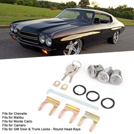 Door Trunk Key Kit, Iron Cutlass Lock, Door Lock Cylinder Cutlass Doors Trunk Cutlass Lock Locks Set 654394765282 Replacement Door Lock Set Car Accessories for Malibu Fits