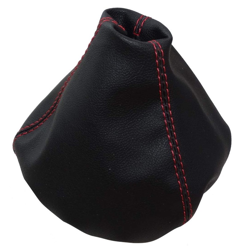 AERZETIX: Gear Stick Gaiter Faux Leather Black with Red Stitching
