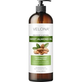 velona Aceite de Almendras Dulces - 16 Oz  Aceite Transportador Puro y Natural  Refinado, Prensado En Frío  Hidratante para Piel, Cabello, Cuerpo y