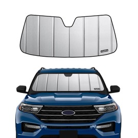 Pigenius Windshield Sunshade for Ford Explorer 2020-2025, Premium Grey Leather Finish