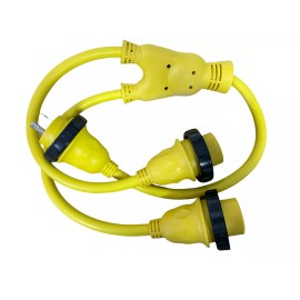 AMP UP 125V 30 amp M x 2 30A F Y Marine Splitter Shore Power Boat Adapter 21323