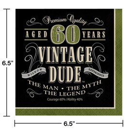 Creative Converting Vintage Dude 60th Birthday Lunch Napkins (Party Pack: 48 Count)