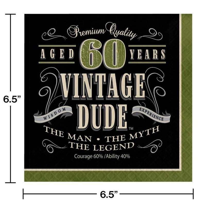 Creative Converting Vintage Dude 60th Birthday Lunch Napkins (Party Pack: