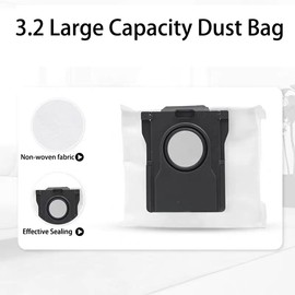 5 Pack Dust Bags Compatible with dreame Dreame L10S Pro Ultra Heat/X50 Ultra/X40 Ultra Robot Vacuum Auto-Emptying Bas,3.2-Liter Large Capacity Disposable Dust Bags