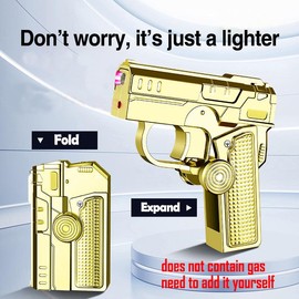 Windproof Torch Lighter Refillable Foldable Rotatable Lighter For Daily Use & Cooking (Gas Not Included) wind  proof  lighter Steel Portable:_Silver