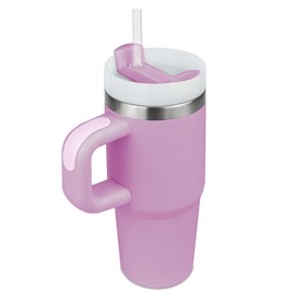 14 oz Tumbler with Handle and Straw, Kid Tumbler with Lid and Straw, 304 Stainless Steel Child Tumbler Vacuum Insulation for Twelve Hours, School Sports Outdoor (Purple)