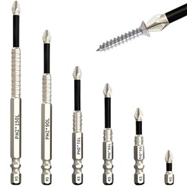 6-Piece High Magnetic Screwdriver Drill Bit Set, Magnetic Screwdriver Bits for Impact Driver, Durable Alloy Steel Drill Bits Kit, Ideal for DIY, Furniture Assembly, Electronics and Car Repair