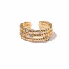 Jewlure Gold Coloured Beaded Ring With Oval Cut Crystals, Size