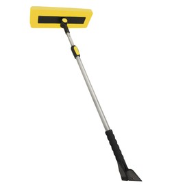 Snow Joe 2-in-1 Telescoping Snow Broom and Ice Scraper with 18-Inch Non-Scratch Foam Head - Car Cleaning Tool with Long Extendable Handle for Windshield, Roof, Truck, and SUV, SJBLZD-PRX