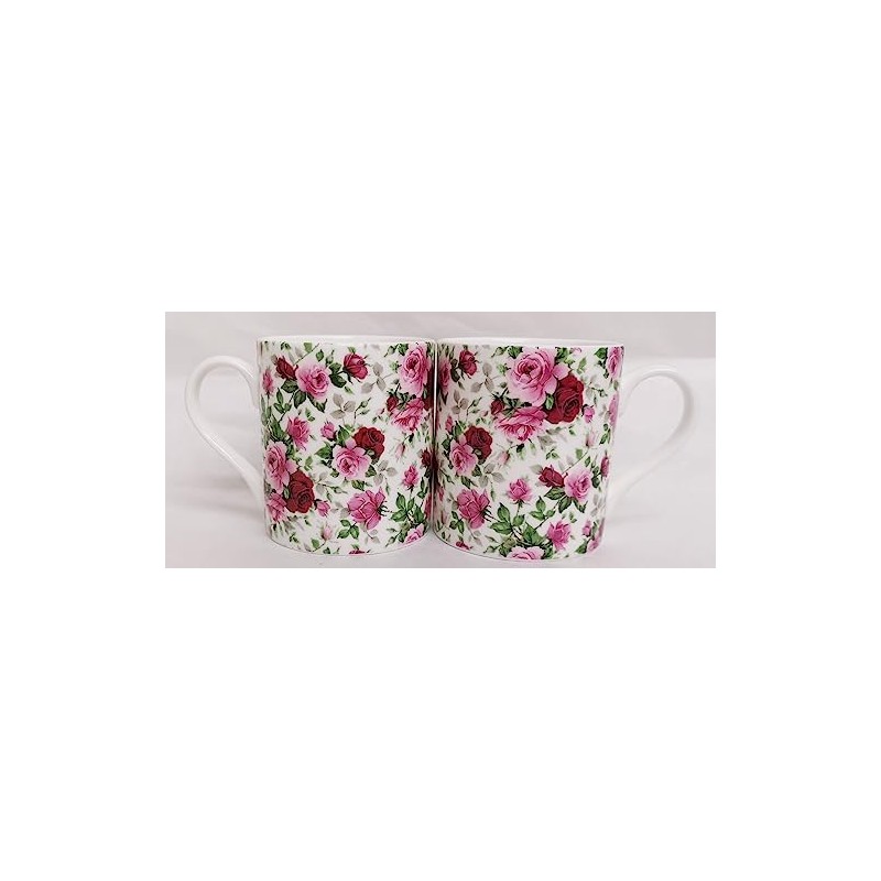 Rainbow Decors English Rose Mugs Set 2 Fine Bone China
