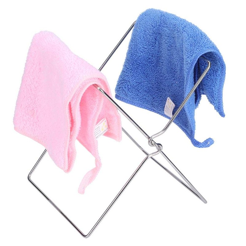 Yosoo123 Kitchen Rack Stainless Steel Foldable Garbage Bag Rack Stand