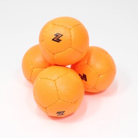 Zeekio Travel Bocce Set - Weather Resistant - Indoor Outdoor- Comes with Nylon and Mesh Adjustable Drawstring Carry Bag! (Neon Orange/Neon Yellow)