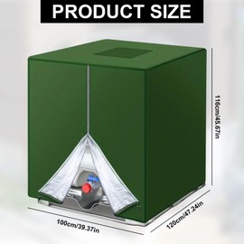 Druuzyl IBC Tank Cover 1000 L with Zip – UV Protection Tarpaulin 120 x 100 x 116 cm – Suitable for IBC Containers & Water Butt – Waterproof Protective Film with Ventilation – Includes Mounting Straps