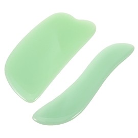IWOWHERO Facial Guasha Set 2pcs Jade Roller Face Scraper 's Facial Lightweight Portable Non-slip Edges for Gentle Massage